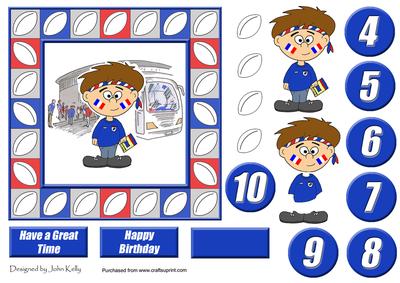 Little Rugby Fan (france) - 6in x 6in