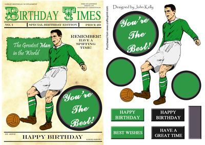 Green Vintage Footballer (man's Birthday) - A5