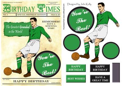 Green Vintage Footballer (grandad's Birthday) - A5