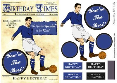 Blue Vintage Footballer (grandad's Birthday) - A5