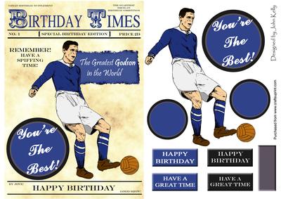 Blue Vintage Footballer (godson's Birthday) - A5
