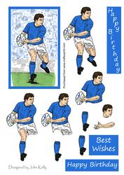 Rugby Player with Blue Shirt - Decoupage
