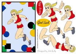 Athletics - Running Girl, Red & White Decoupage
