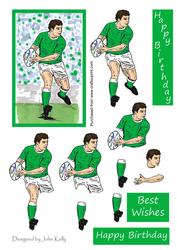 Rugby Player Green Shirt - Decoupage