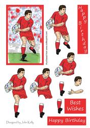 Rugby Player All Red Kit - Decoupage