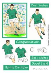 Gaelic Footballer with Green Shirt - Decoupage
