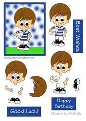 Rugby Boy (blue & White Stripes) - Decoupage