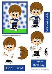 Rugby Boy (blue & Black Stripes) - Decoupage