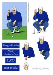 Golfer (blue) - Decoupage