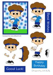 Rugby Boy in Dark Blue (brown Hair) - Decoupage