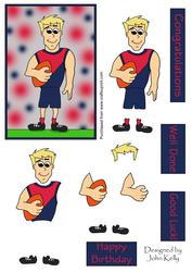 Aussie Rules Dude 1 (navy & Red) - Decoupage