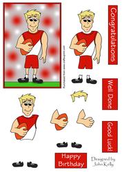 Aussie Rules Dude 1 (red & White) - Decoupage