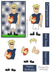 Aussie Rules Dude 1 (navy & White) - Decoupage