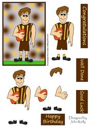 Aussie Rules Dude 2 (brown & Gold) - Decoupage