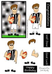 Aussie Rules Dude 2 (black & White) - Decoupage