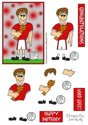 Football Guy (red & White) - Decoupage