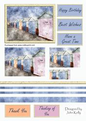 Beach Huts Watercolour - Pyramage