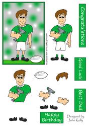 Rugby Dad (green) - Decoupage