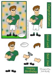 Rugby Dad (green & White) - Decoupage