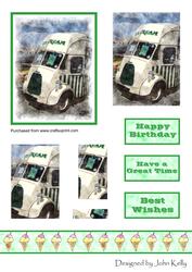 Ice Cream Van Watercolour (green) - Pyramage
