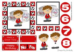 Little Football Fan (red, White & Black) - 5in x 5in
