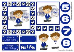 Little Football Fan (blue & White) - 5in x 5in