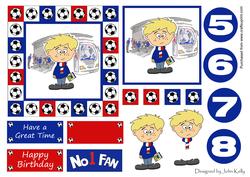 Little Football Fan (blue, Red & White) - 5in x 5in
