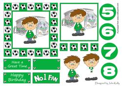 Little Football Fan (green & White) - 5in x 5in