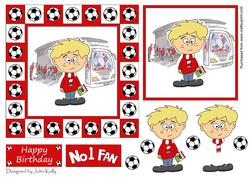 Little Football Fan (red & White) - 6in x 6in