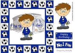 Little Football Fan (blue & White) - 8in x 8in