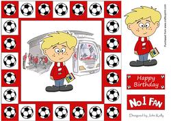 Little Football Fan (red & White) - 8in x 8in