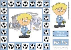 Little Football Fan (sky Blue & White) - 8in x 8in