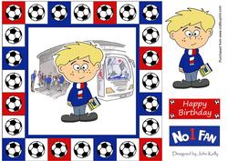 Little Football Fan (blue, Red & White) - 8in x 8in