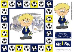 Little Football Fan (navy & White) - 8in x 8in
