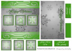 Snowflakes (green & Silver) - 6in x 6in