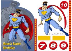 Superhero Shaped Birthday Card (blue) - A5