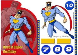 Superhero Shaped Birthday Card (red) - A5