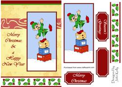 Merry Christmas Elf (gold) - A5