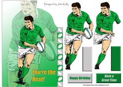 Green Rugby Player (shaped Card) - A5