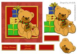 Christmas Teddy (red) - 6in x 6in
