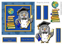 Graduation Owl (blue) 6in x 6in