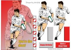 White Rugby Player (shaped Card) - A5