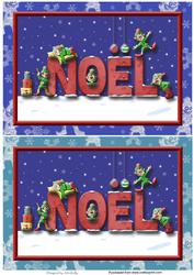 Christmas Elves (blue) - 2 A5 Card Fronts