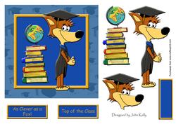 Graduation Clever Fox! (blue) 6in x 6in
