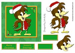 Christmas Robin (green) 6in x 6in