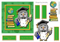Graduation Owl (green) 6in x 6in