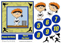 Karate Kid! (blue) - 6in x 6in