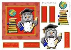 Graduation Owl (red) 6in x 6in