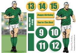 Rugby Player (green & Gold) - Dl Cut Out