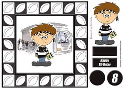 Little Rugby Fan (black & White) - 8in x 8in